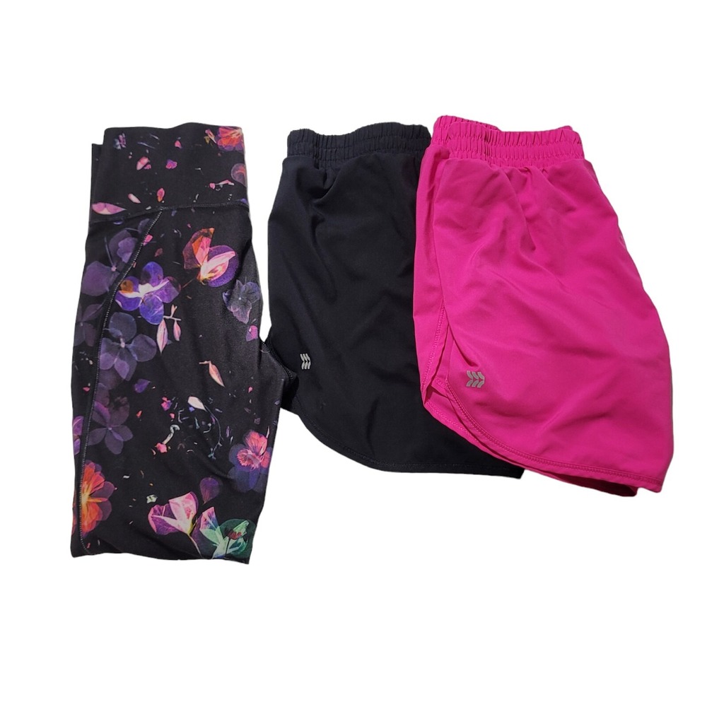 Lot Of 3 All in Motion Running Shorts Pants‎ Multi Colors Girls Large 10/12